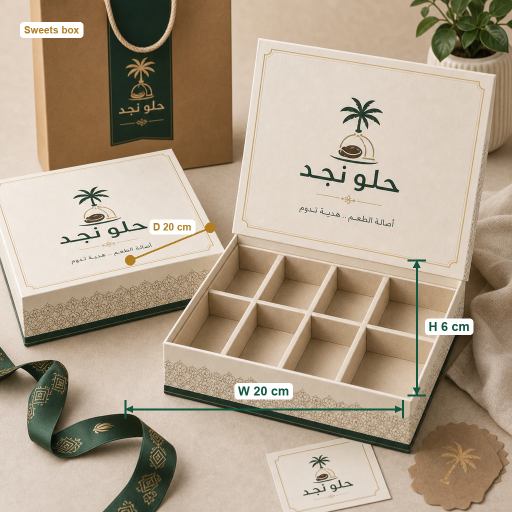 Custom Sweets Boxes - Food Grade with centimeter size annotation