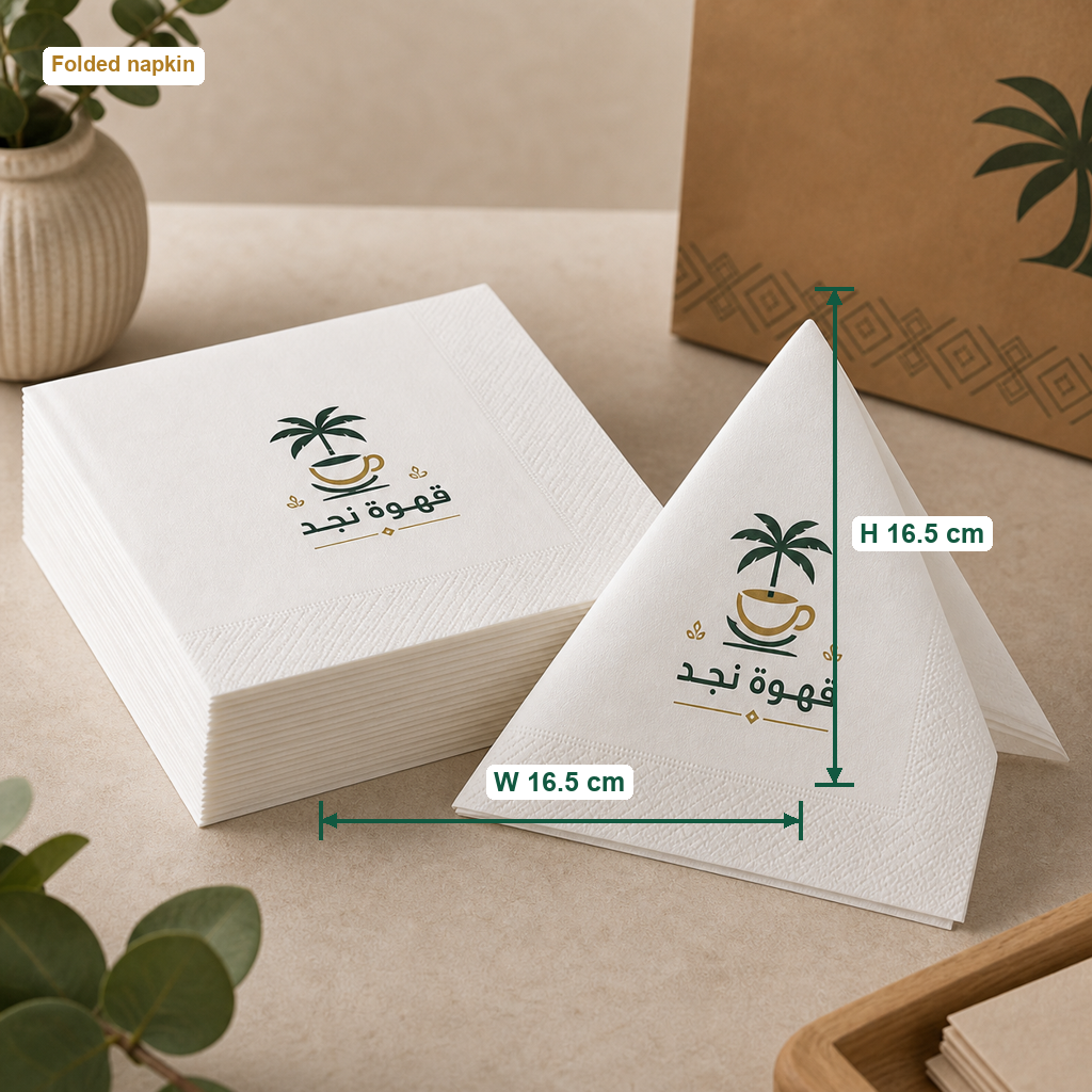 Custom Printed Napkins - Bulk Economy with centimeter size annotation