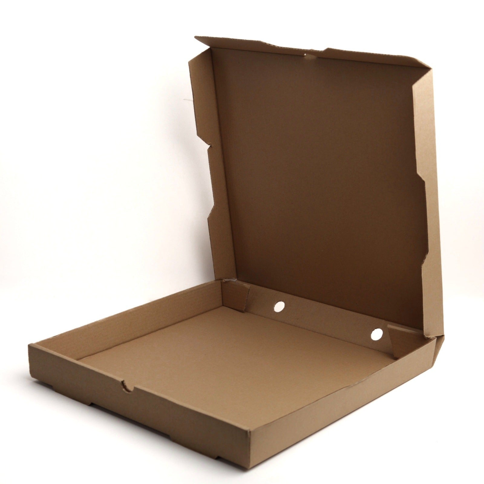 茶色 cardboard pizza 箱 on a 白 background