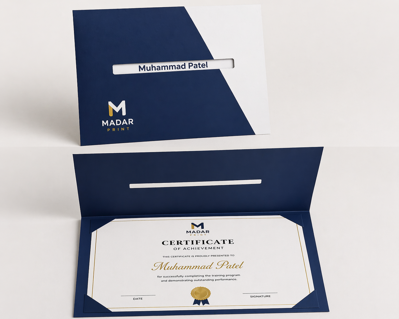 Premium Custom Certificate Holder with Die-Cut Name Viewing Window