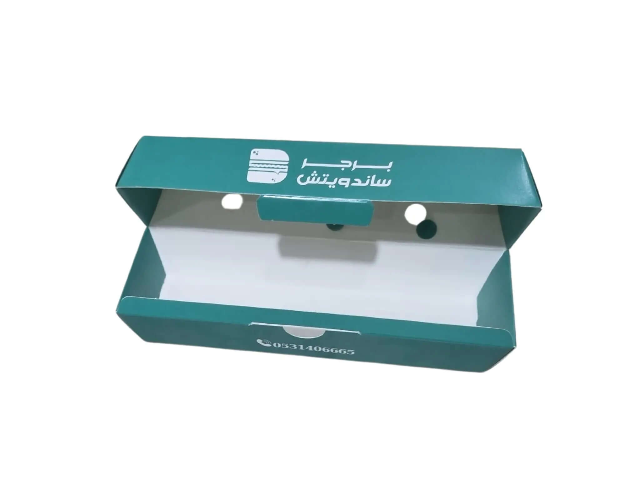 Boîte d'emballage pour sandwichs, dimensions 17 cm de long, 6 cm de large, 5 cm de haut
Convient pour le pain baguette
Impression avec le logo et le design du client