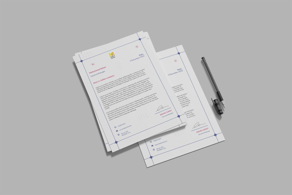corporate letter head A4 correspondense paper