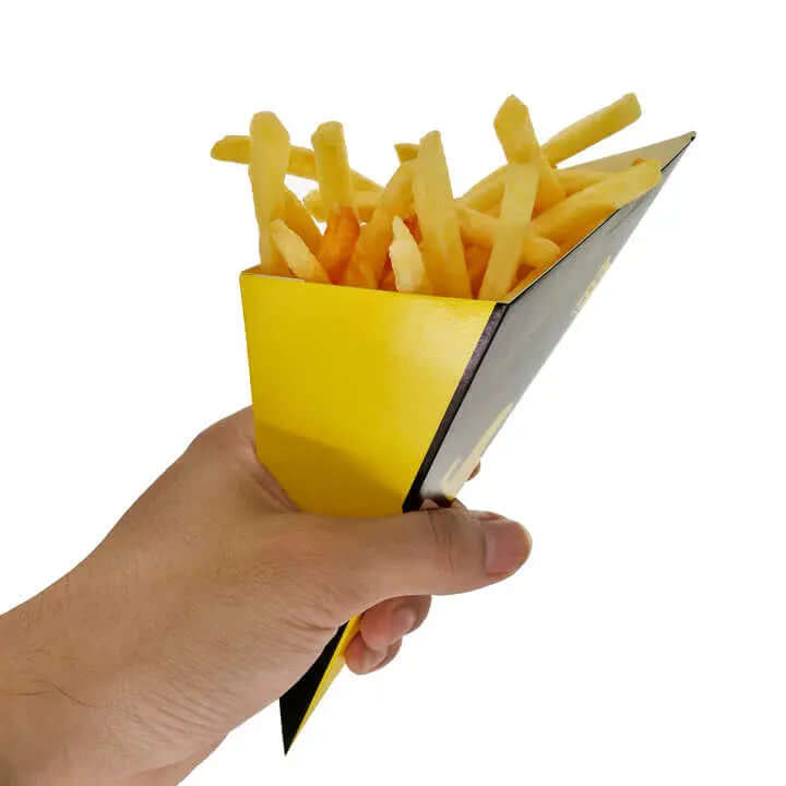 كوب قمع  ورق مقوى للبطاطس والمقرمشات والفشار طباعة حسب الطلب باللوغو
مقاس حسب الطلب طباعة خارجيةمادة عازلة داخلية تمنع البقع والسوائل