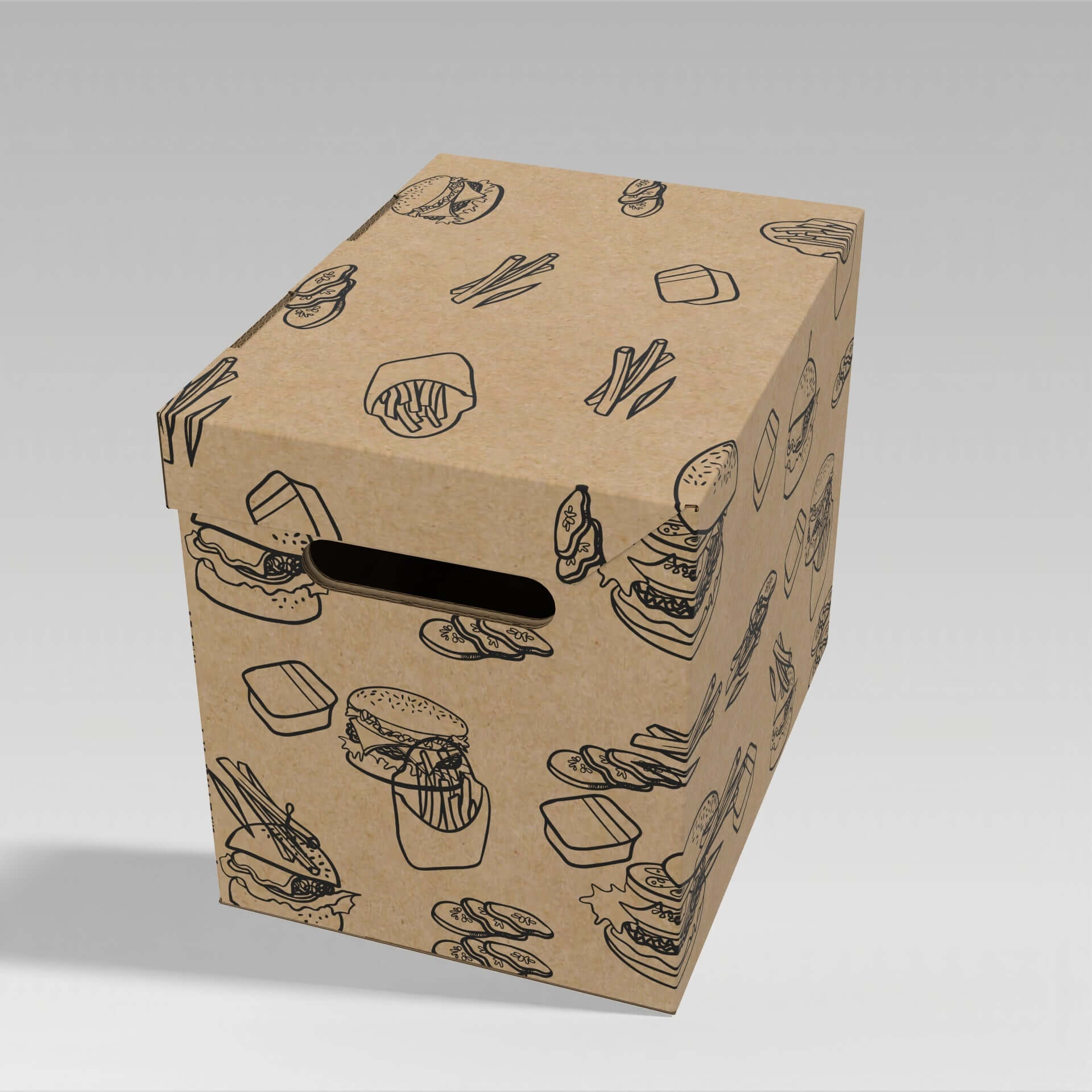 Boîte en carton ondulé personnalisée longueur 25 cm largeur 18 cm hauteur 21 cm avec poignée - Madar Press