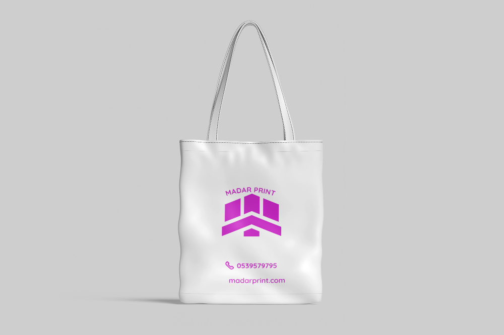 Large White Polyester Fabric Bag with Custom Thermal Logo Printing