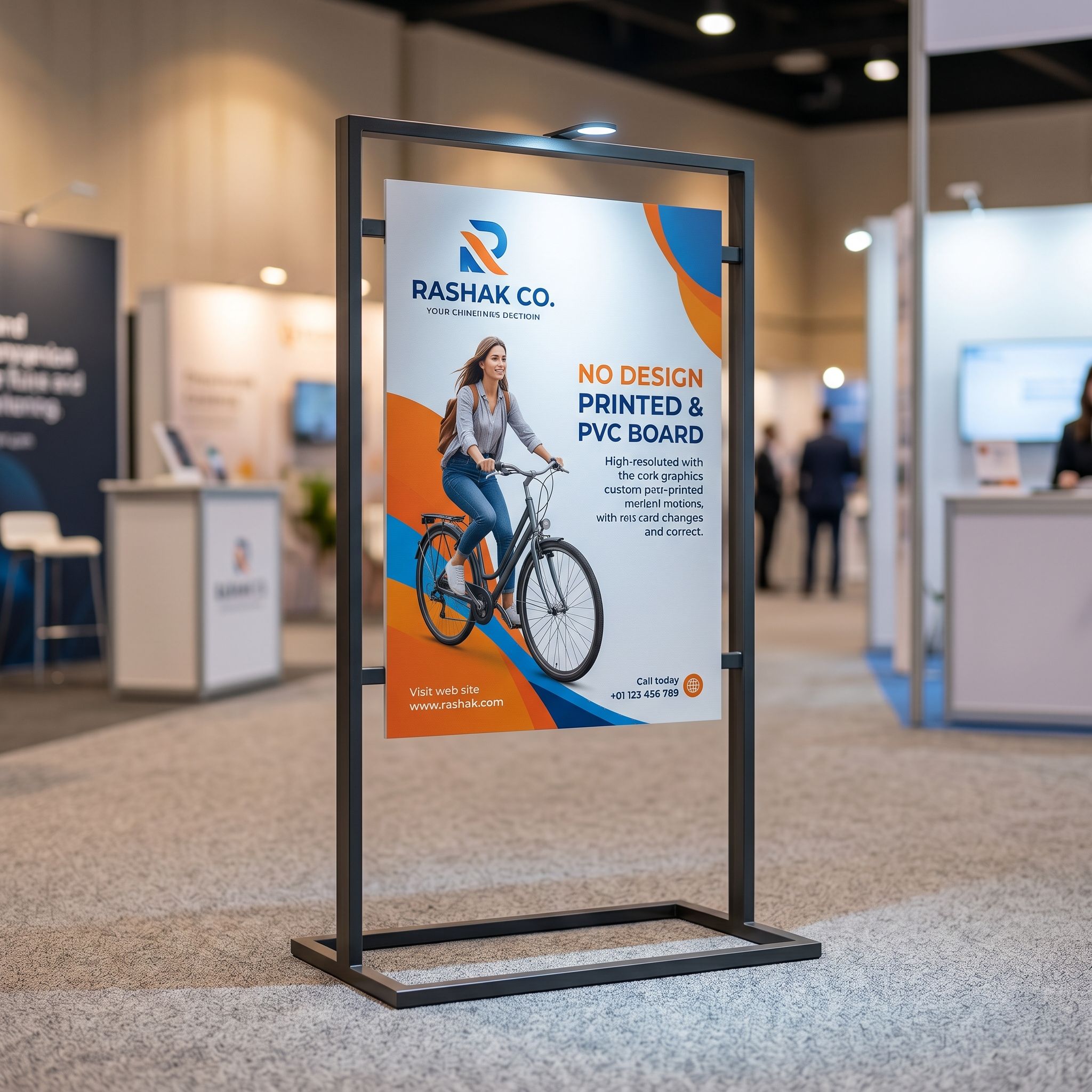 PVC board with sharp edges and matte finish displayed in a modern business setting highlighting its durability and vibrant print quality