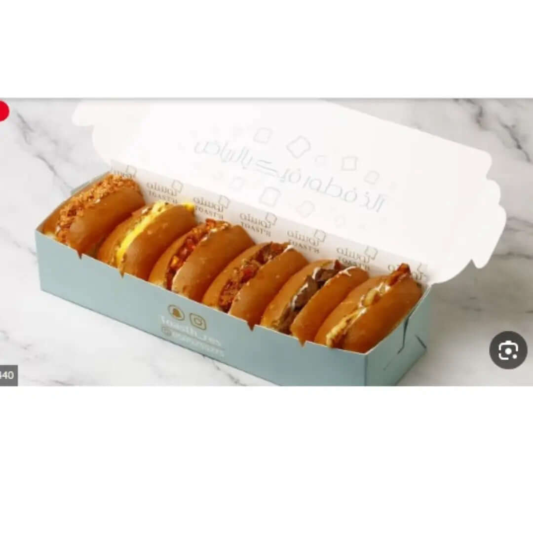 custom printed 30×10×6 cm box for mini cake pancake sweets and toast