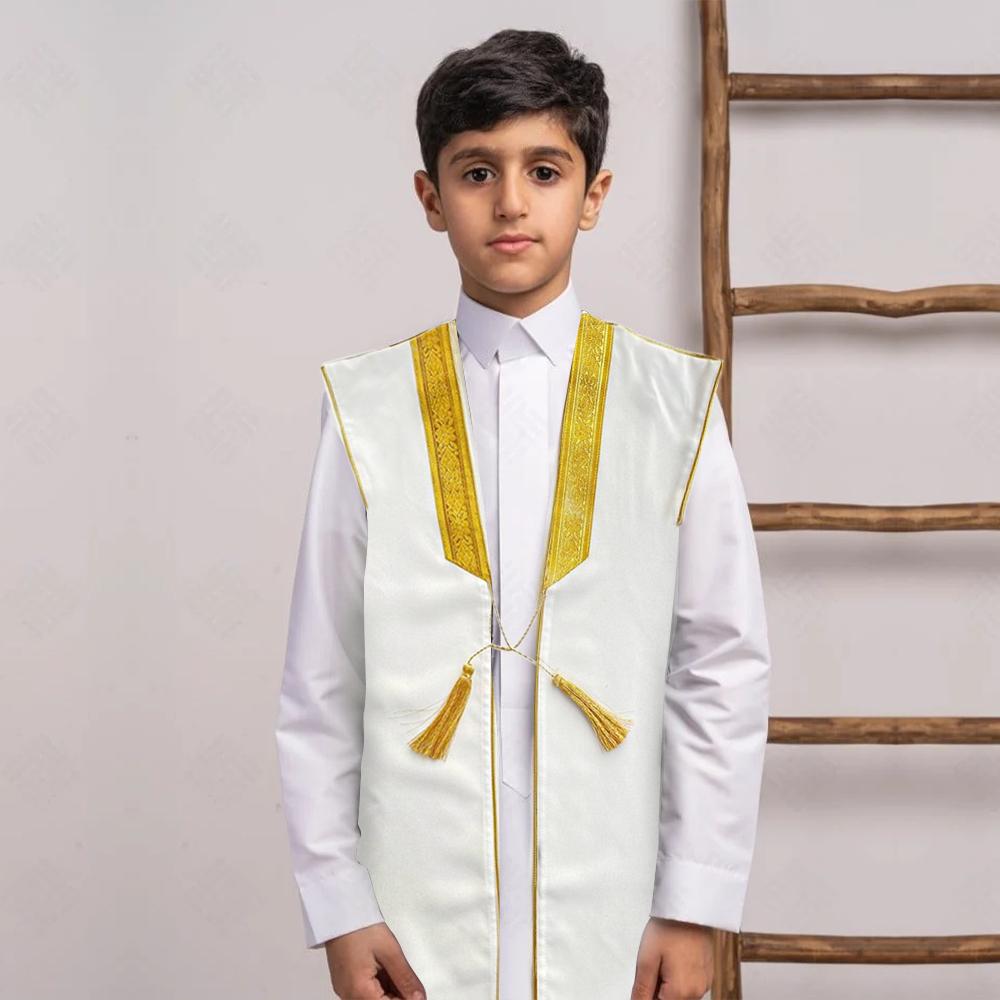 premium, luxurious plain white boys’ bisht for printing and embroidery - royal quality — product image 1