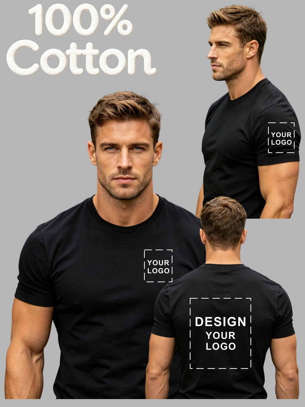Personalized Logo Apparel – Men's Pure Cotton Short-Sleeve T-Shirt, with Self-Defined Logo Pattern – image 2