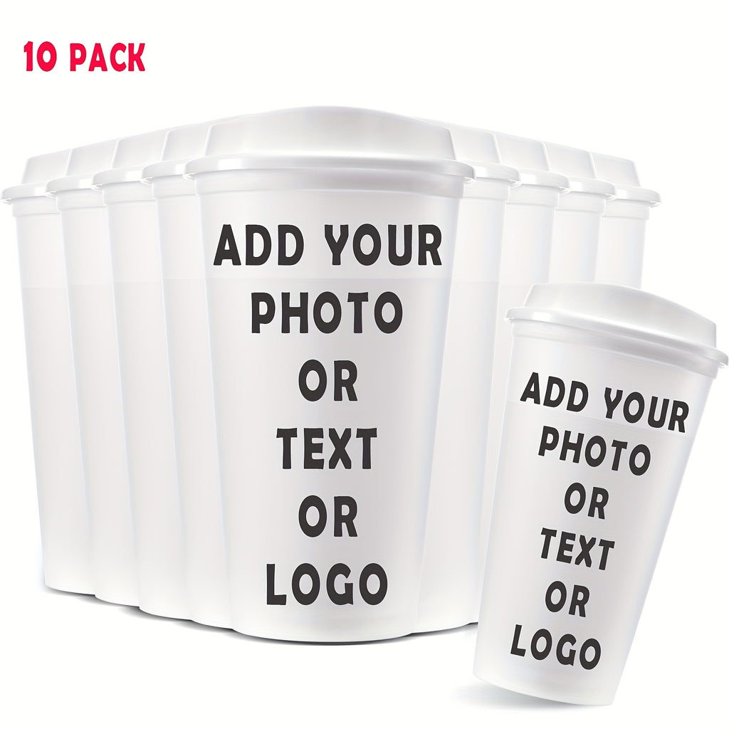 of 10 Plastic Tumblers, Each 16Oz (475Ml), with Lids. | Business-Ready Specialized Promotional – image 3