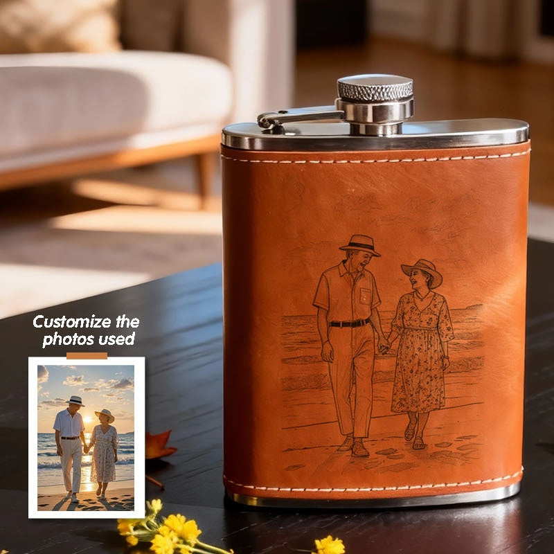Bespoke Leather Hip Flask with Custom Logo or Design - image 1