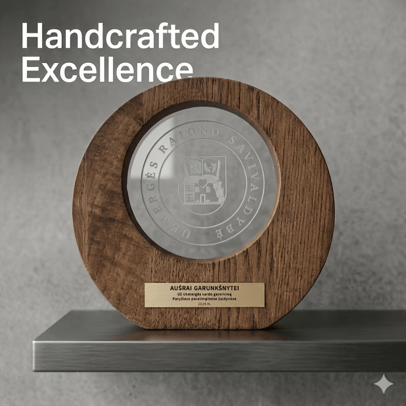 2D Flat, Custom-Engraved Wooden Medals & Trophies - Retro Awards | Photo-Printed Home & Office – image 4