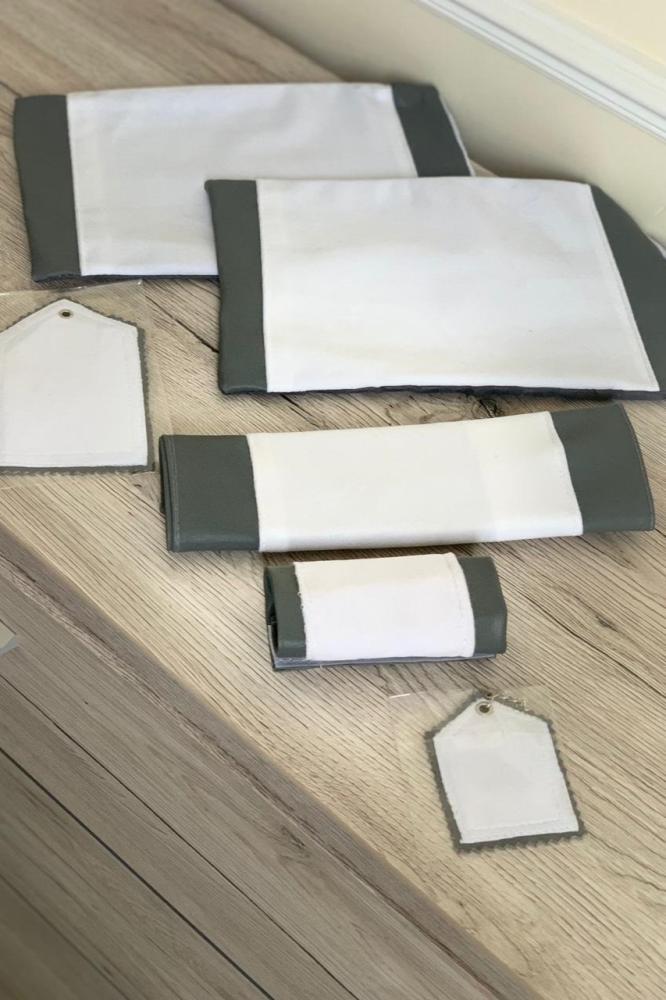 Car accessories, white velvet middle, plain gray leather edges — product image 1