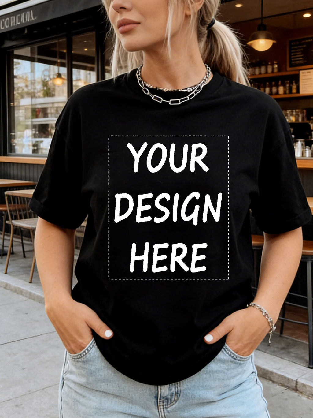 Logo-Ready Logo Apparel – Round-neck Spring/summer T-shirt for Women with Your Favorite Photo or – image 4