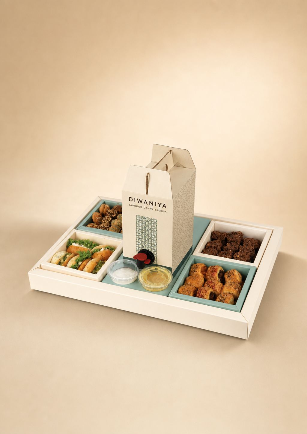 Diwaniya custom printed paper box – Saudi coffee layout, view 4