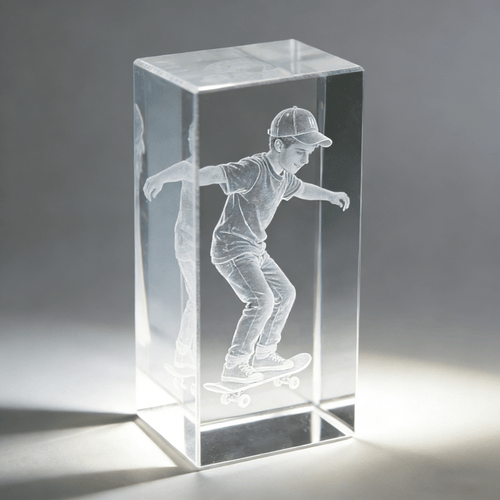 Brand-Forward 3D Custom Crystal Photo Statue Laser Engraved Portrait Cube Waterproof – Marketing – image 1