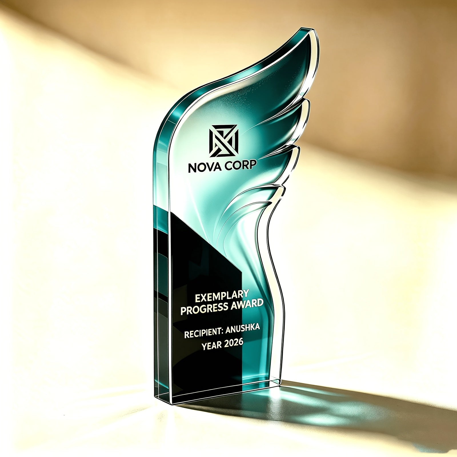 2D Flat, Text and Logo Specific Edition, Designed Wing-shaped Trophy | Business-Ready Corporate – image 3