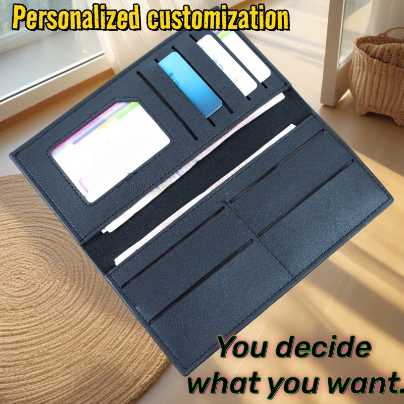 Brand-Forward Long Wallet for Men Custom Photo Image Logo Name Text Bifold Checkbook Wallet – Business – image 2