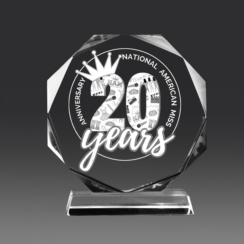 Logo-Ready Corporate Award – Elegant Custom Octagonal Glass Trophy with Text, Image, Or – image 4