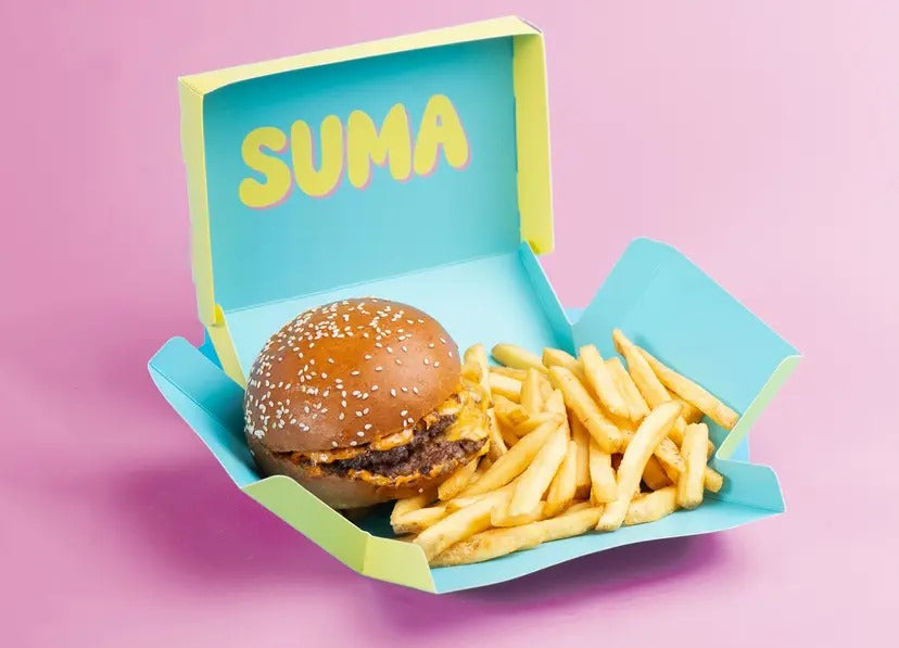 custom printed burger and fries box 17×12×8 cm, perfect for burger and cake and sweets