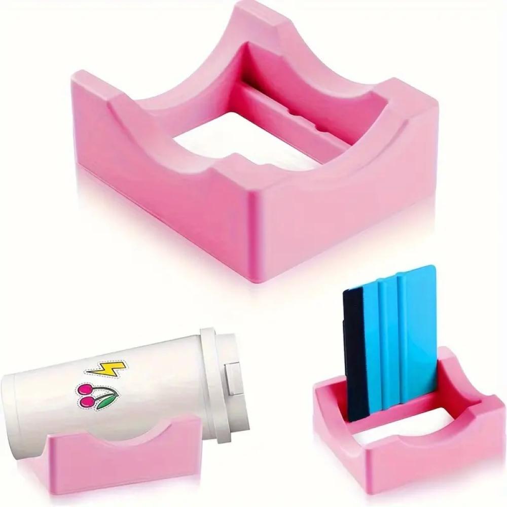 Silicone cup holder and scraper pink — product image 1