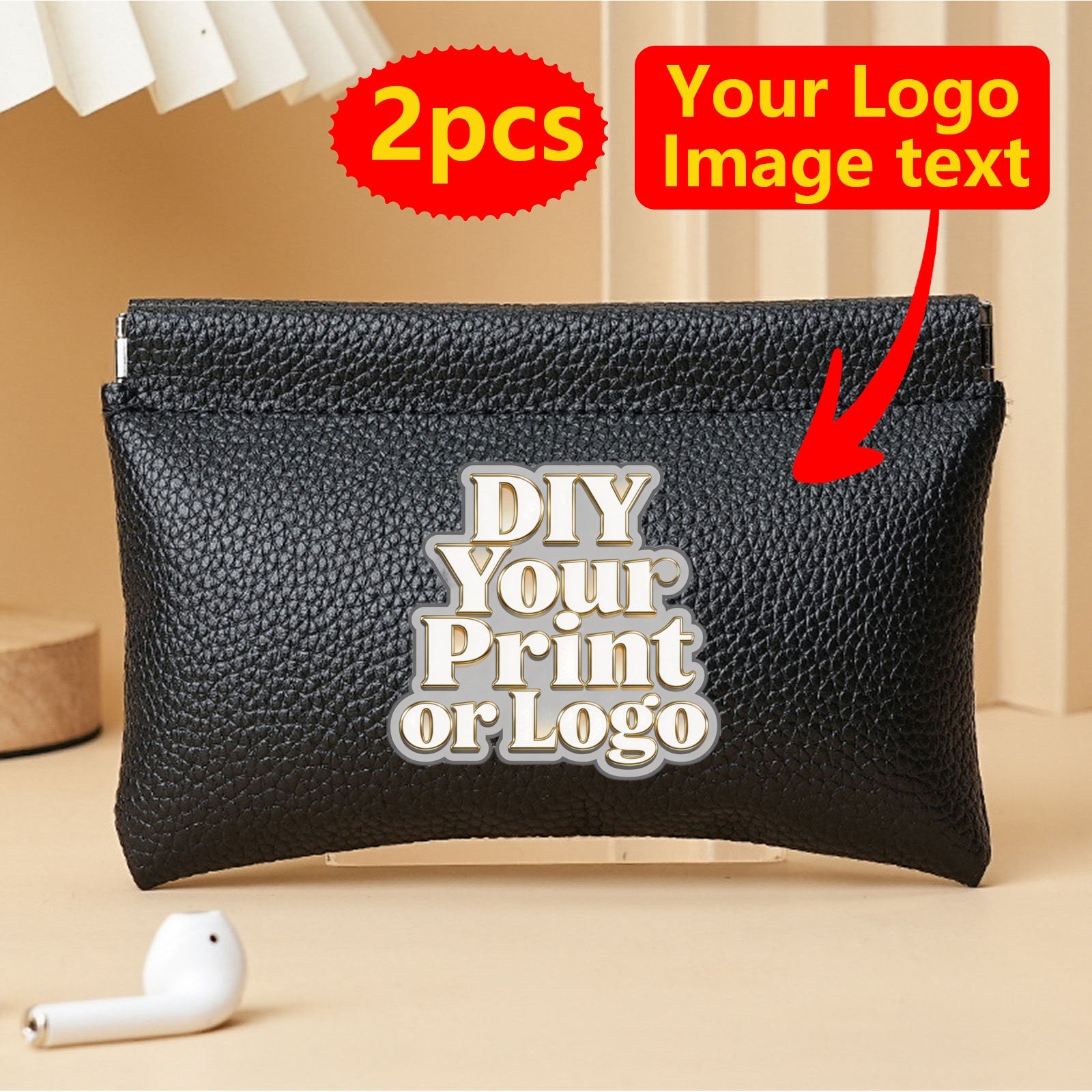 s Custom Purse Wallet & Makeup Bag Suitable for Women & Men, Logo/Text/Image | Made-to-Order Branded – image 1