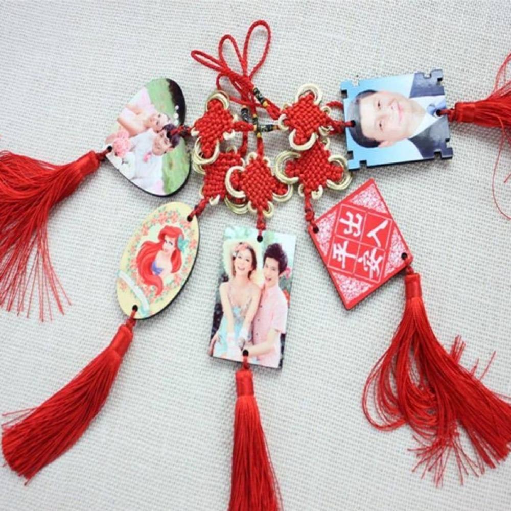 Sublimation car wooden mirror pendant with plain tassel — product image 5