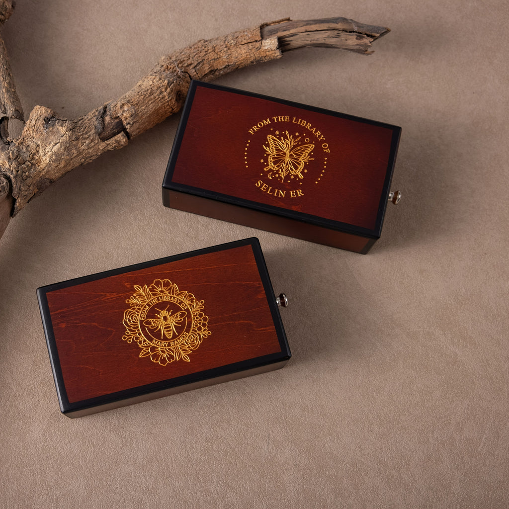 Corporate Custom Wooden Box - with Patterns And Text Engraving, Vintage-Style Lid, Elegant – Client – image 1