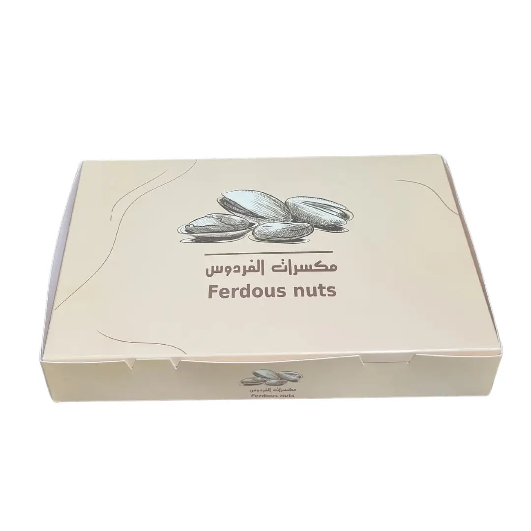 Box with dimensions of 25.5 x 18 x 4 cm, for nuts, citrus fruits, sweets and other uses, printed with the customer’s logo and design. Box with dimensions of 25.5 x 18 x 4 cm, for nuts, citrus fruits, sweets and other uses, printed with the customer’s logo and design. مطبعة مدار Madar Print