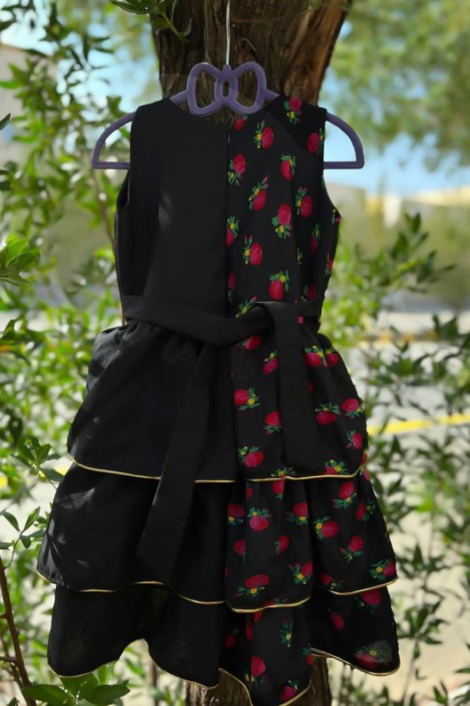 Girls' black pink shalki dress with a royal design for Ramadan and Gergean — product image 6