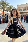 Black embellished Ramadan dress for girls with a luxurious royal design for the year 2026 — product image 1
