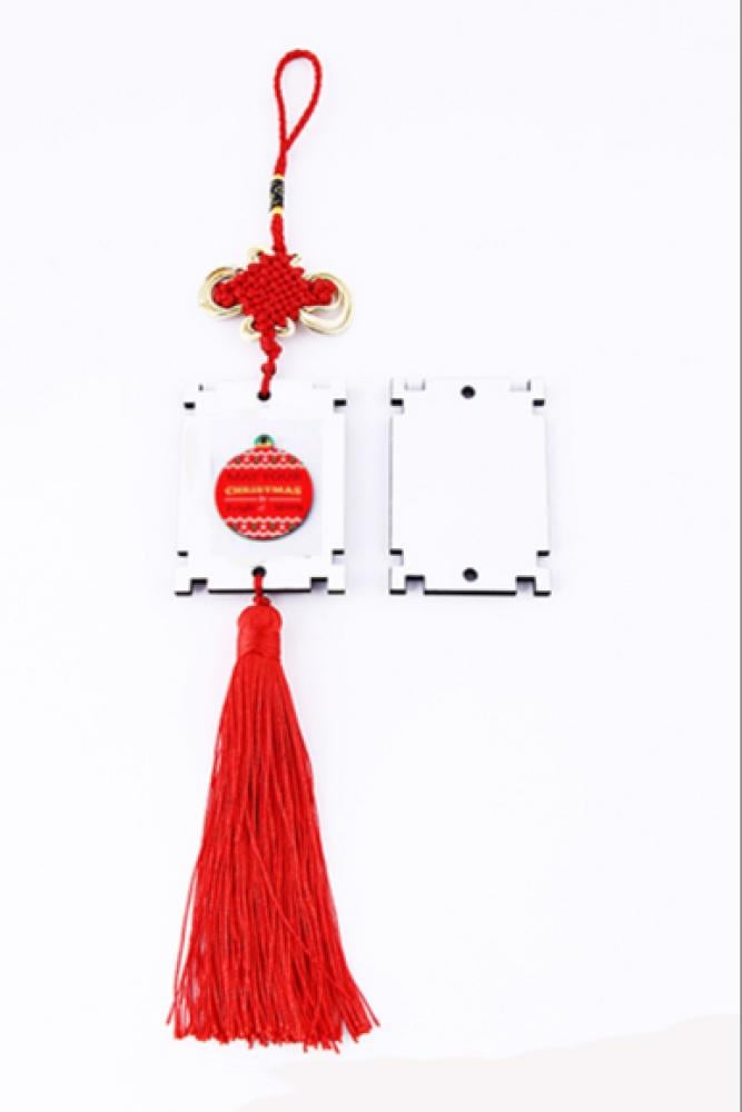 Sublimation car wooden mirror pendant with plain tassel — product image 2