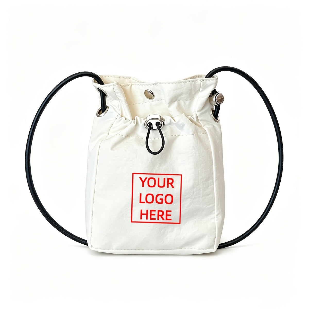 Custom Logo Small Shoulder Bag with Adjustable Strap & Drawstring Closure - | Business-Ready Branded – image 4