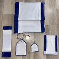 Car accessories, white velvet middle, plain navy leather edges — product image 1