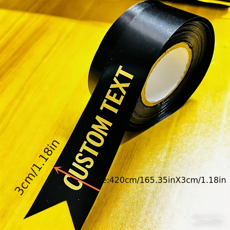 Custom Self-Defined Text 420cm X 3cm Gift Wrapping Ribbon, Black Ribbon with | Photo-Printed Packaging & – image 3