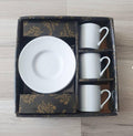 A set of 3 cups and a saucer with watercolor paper print — product image 1