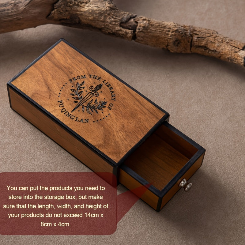 Custom-Printed Packaging & Label – A Custom Wooden Storage Box, with Patterns and Text, Stamped Wooden – image 4