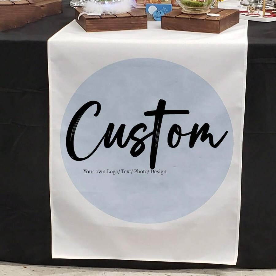 Design-Your-Own Polyester Tablecloth, Designed, Text, Or Logo - – Branded – image 1