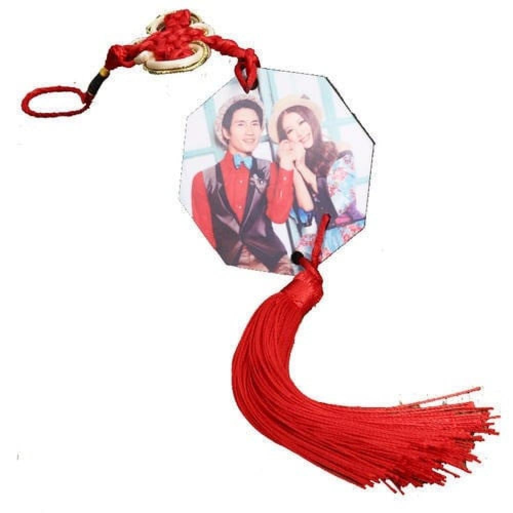 Sublimation car wooden mirror pendant with plain tassel — product image 4