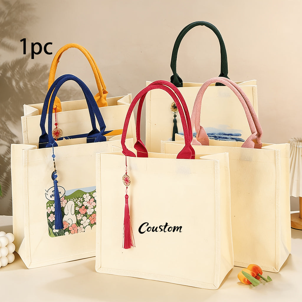 Design-Your-Own Custom Logo 3D Canvas Tote Bag for School Promotion, Laminated Canvas Bag – Branded – image 1