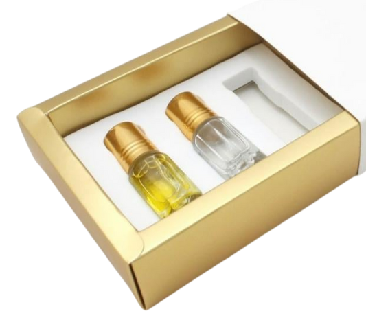 3 quarter tola boxes of printed perfume boxes with foam printed with the store logo