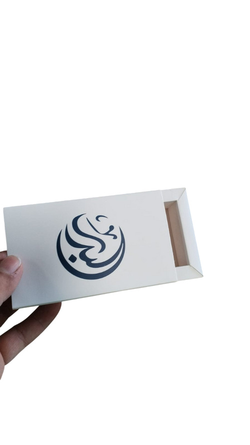 3 quarter tola boxes of printed perfume boxes with foam printed with the store logo