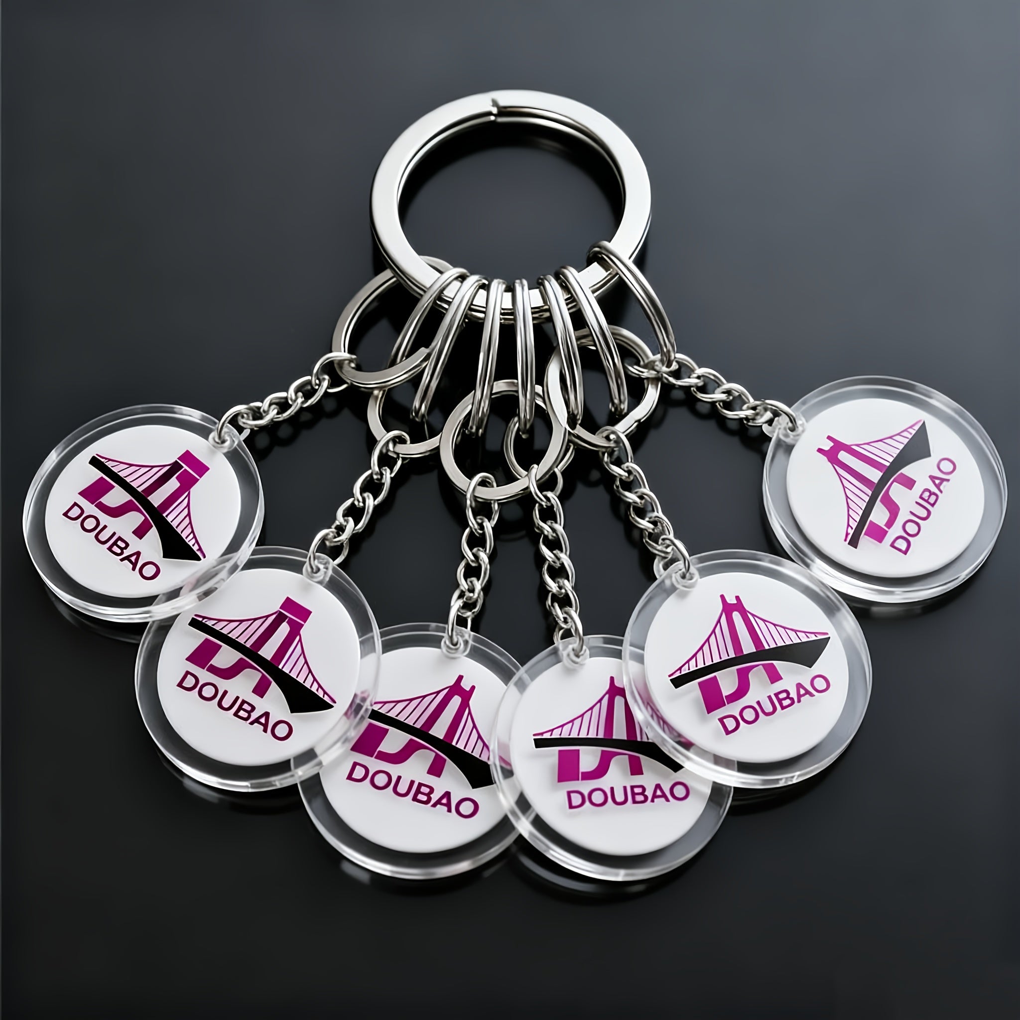 Logo-Ready Custom Keychain – Gift for Her/Him 100/50/30pcs [] Flat Acrylic Custom Logo Keychain, – image 2