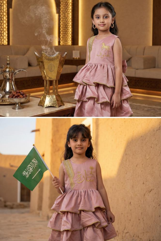 Girls' pink Ramadan dress with a charming shalky design for Gergean 2026 — product image 4