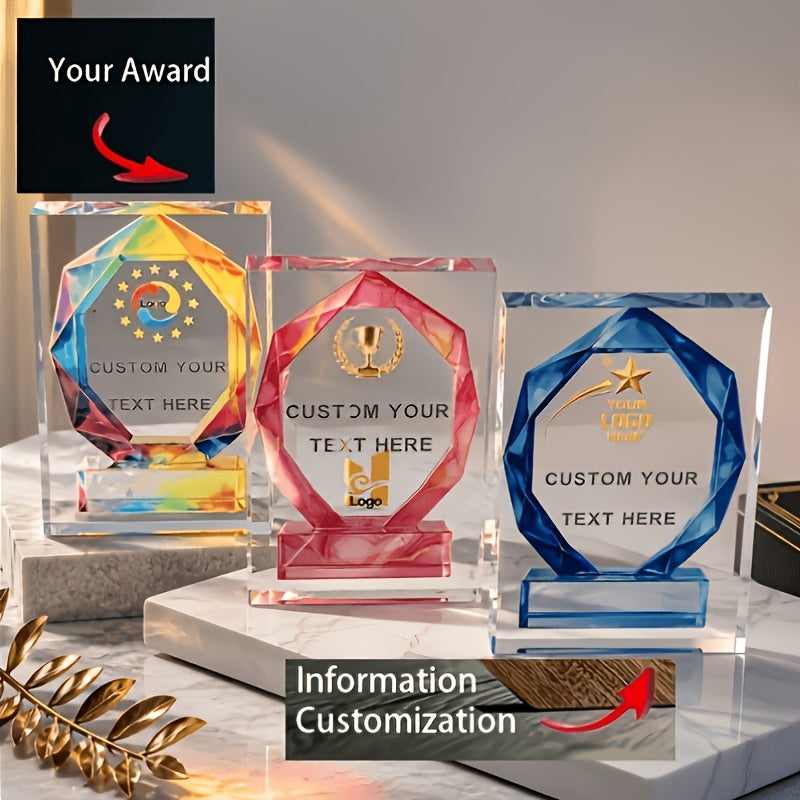 2D Flat, Custom Acrylic Trophy with Name/Logo & Text - Modern Geometric | Made-to-Order Corporate – image 4
