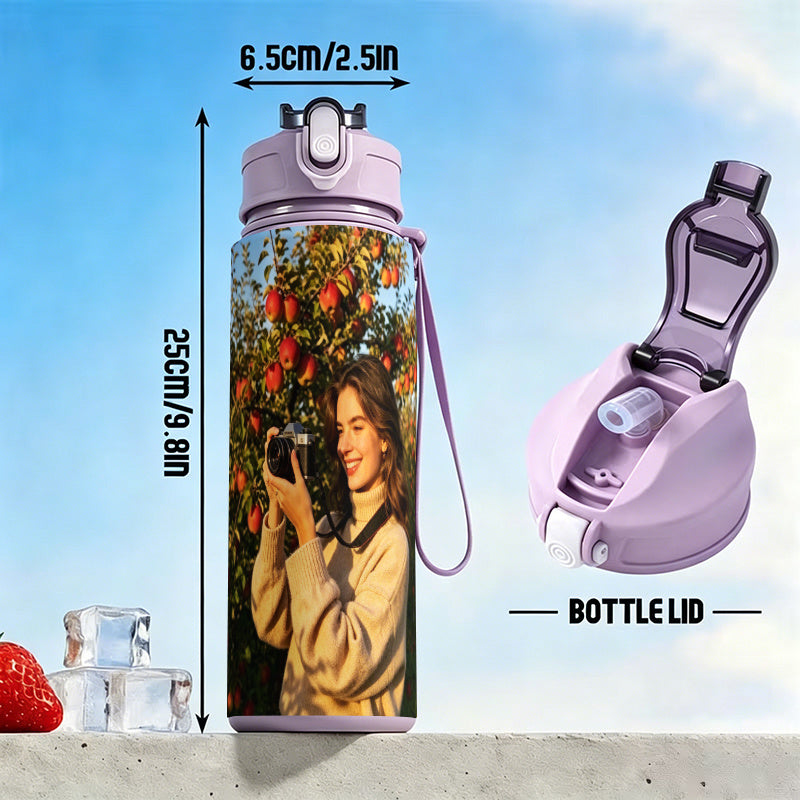 Water Bottle with Lids 750ml 25oz Plastic 4 Color Drink Bottle, All Over 2D | Photo-Printed Tumbler & – image 2