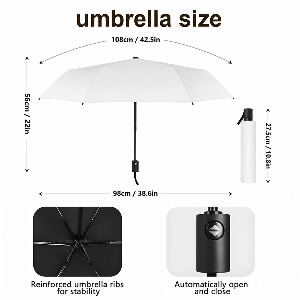 Personalized Specialized Promotional Product – 3-Fold Auto Umbrella with Custom Photo/Logo - A Lightweight, Foldable – image 3