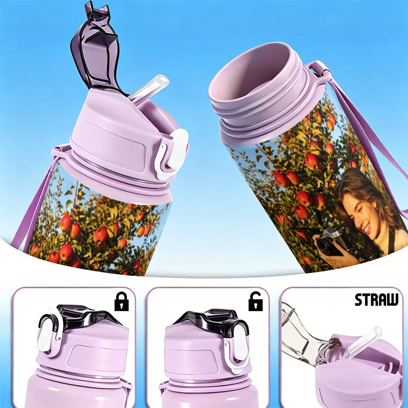 Water Bottle with Lids 750ml 25oz Plastic 4 Color Drink Bottle, All Over 2D | Photo-Printed Tumbler & – image 4