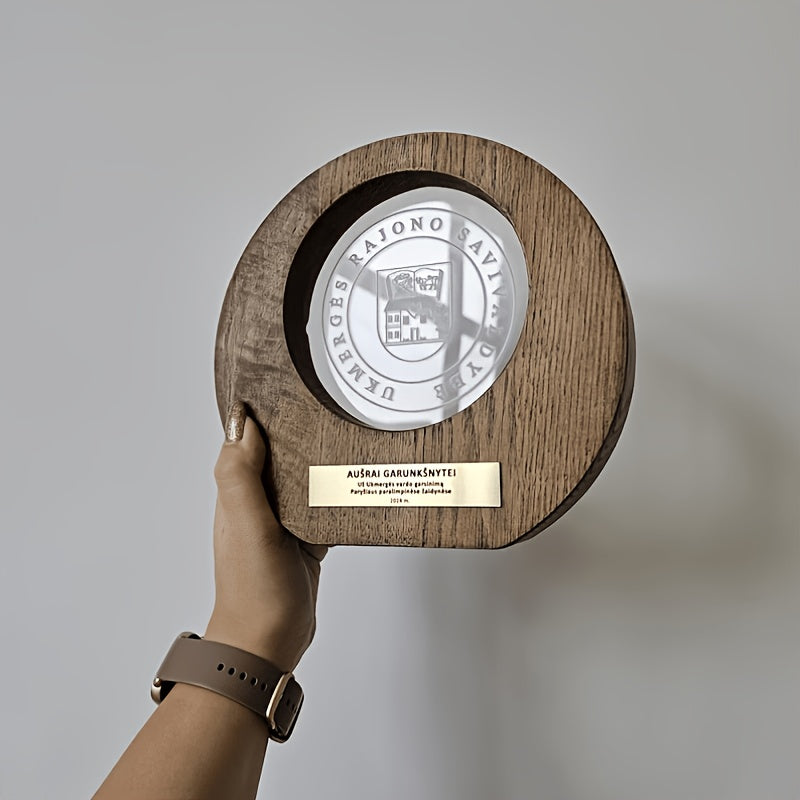 2D Flat, Custom-Engraved Wooden Medals & Trophies - Retro Awards | Photo-Printed Home & Office – image 2
