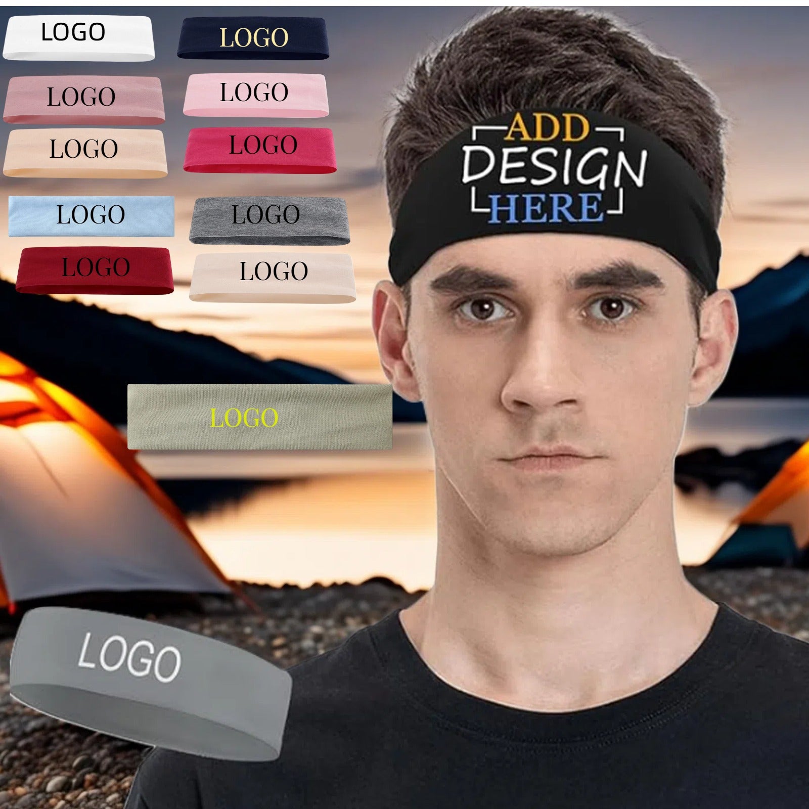 Custom-Printed Sports Headband with Custom Logo or Design - image 1